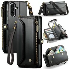 Per Samsung Galaxy A56 5G CaseMe C36 Porta carte con cerniera Portafoglio RFID Antifurto Custodia in pelle per telefono (Nero)