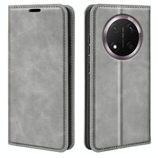Custodia per telefono in pelle con ventosa magnetica retro-skin per Honor X9c (grigio)