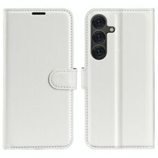Per Samsung Galaxy S25+ 5G Custodia per telefono in pelle con texture Litchi orizzontale con supporto (bianco)