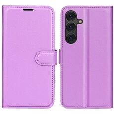 Per Samsung Galaxy S25+ 5G Custodia per telefono in pelle con texture Litchi orizzontale con supporto (viola)