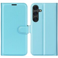 Per Samsung Galaxy S25+ 5G Custodia per telefono in pelle con texture Litchi orizzontale con supporto (blu)