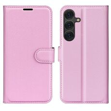 Per Samsung Galaxy S25+ 5G Custodia per telefono in pelle con texture Litchi orizzontale con supporto (rosa)