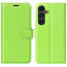 Per Samsung Galaxy S25+ 5G Custodia per telefono in pelle con texture Litchi orizzontale con supporto (verde)