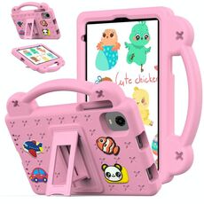 Per Alldocube iPlay 60 Mini Turbo 2024 Maniglia Cavalletto Bambini EVA Antiurto Custodia per Tablet (Rosa)