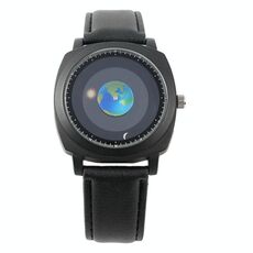 YAZOLE 588 Orologio da uomo Terra Sole Luna Puntatore Orologio al quarzo Orologio da polso per studenti (nero)