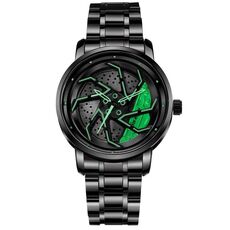 YAZOLE N942 Orologio da uomo personalizzato Orologio scheletrato rotante (verde)