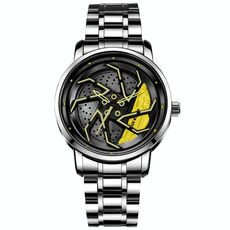 YAZOLE N942 Orologio da uomo personalizzato Orologio scheletrato rotante (giallo)
