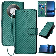 Per Honor X60 / X9c Smart YX0070 Custodia in pelle con fibbia in fibra di carbonio e cordino (verde scuro)