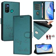 Per Tecno Camon 15 / 15 Air Smile Embossing RFID Custodia in pelle per telefono (verde pavone)