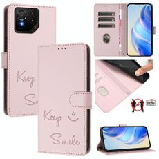 Per Asus ROG Phone 9 / 9 Pro Smile Embossing RFID Custodia in pelle per telefono (rosa)