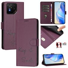 Per Asus ROG Phone 9 / 9 Pro Smile Embossing RFID Custodia in pelle per telefono (viola)