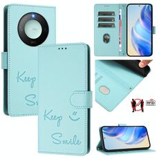 Custodia per telefono in pelle con stampa RFID Smile Embossing per Honor X9c Smart 5G (verde menta)