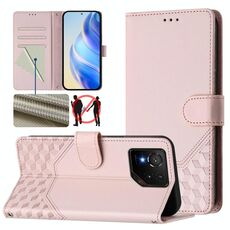 Per Asus ROG Phone 9 / 9 Pro Custodia in pelle con stampa a nido d'ape RFID (rosa)