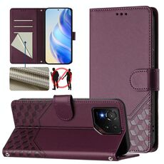 Per Asus ROG Phone 9 / 9 Pro Custodia in pelle con stampa a nido d'ape RFID (viola)