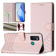 Per Tecno Camon 15/15 Air Custodia in pelle con stampa a nido d'ape RFID (rosa)