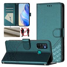 Per Tecno Camon 15 / 15 Air Custodia in pelle con stampa a nido d'ape RFID (verde pavone)