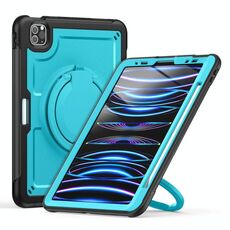 Per iPad Pro 11 2022 / Air 10.9 2022 Custodia per tablet ibrida a nido d'ape con supporto per maniglia e cinturino (azzurro chiaro)