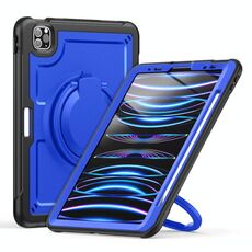 Per iPad Pro 11 2022 / Air 10.9 2022 Custodia per tablet ibrida a nido d'ape con supporto per maniglia e cinturino (blu scuro)