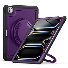 Per iPad Pro 13 2024 Custodia per tablet ibrida a nido d'ape con supporto per maniglia e cinturino (viola)