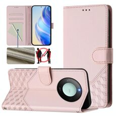 Per Honor X9c Smart 5G Custodia per telefono in pelle con stampa a nido d'ape RFID (rosa)