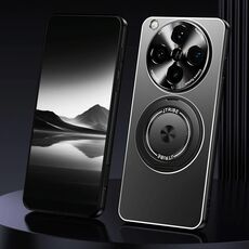 Per OPPO Find X8 Pro Supporto rotante Custodia per telefono in metallo satinato (nero)