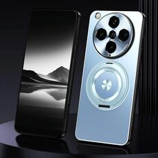 Per OPPO Find X8 Pro Supporto rotante Custodia per telefono in metallo satinato (blu)