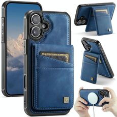 Per iPhone 16 AutSpace A12 MagSafe Magnetic RFID Card Bag Custodia per telefono (blu)