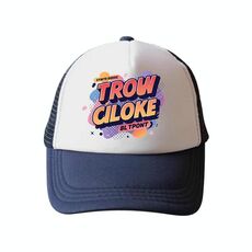 Cappello con visiera in spugna con stampa alfabeto arancione, stampa su richiesta (blu navy)