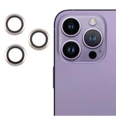 Per iPhone 15 Pro Max / 15 Pro Cover per fotocamera posteriore Pellicola per obiettivo in vetro temperato 9H (argento)