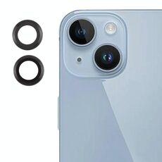 Per iPhone 15 Plus / 15 / 14 Plus / 14 Cover per fotocamera posteriore Pellicola per obiettivo in vetro temperato 9H (nero)
