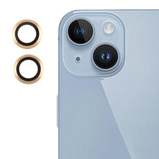 Per iPhone 15 Plus / 15 / 14 Plus / 14 Cover per fotocamera posteriore Pellicola per obiettivo in vetro temperato 9H (oro)