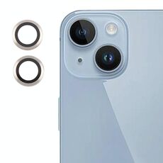 Per iPhone 15 Plus / 15 / 14 Plus / 14 Cover per fotocamera posteriore Pellicola per obiettivo in vetro temperato 9H (argento)
