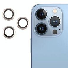 Per iPhone 13 Pro Max / 13 Pro Cover per fotocamera posteriore Pellicola per obiettivo in vetro temperato 9H (argento)