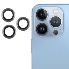 Per iPhone 13 Pro Max / 13 Pro Cover per fotocamera posteriore Pellicola per obiettivo in vetro temperato 9H (titanio)