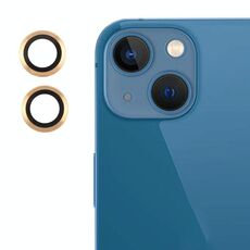 Per iPhone 13/13 mini Cover per fotocamera posteriore Pellicola per obiettivo in vetro temperato 9H (oro)