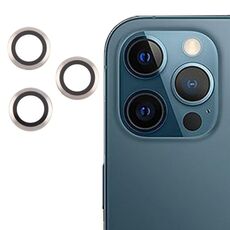Per iPhone 12 Pro Max Cover per fotocamera posteriore Pellicola per obiettivo in vetro temperato 9H (argento)