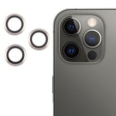 Per iPhone 12 Pro Cover per fotocamera posteriore Pellicola per obiettivo in vetro temperato 9H (argento)