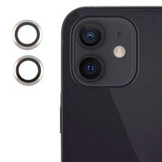 Per iPhone 12 Cover per fotocamera posteriore Pellicola per obiettivo in vetro temperato 9H (argento)