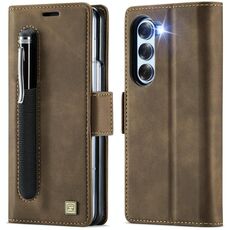 Per Samsung Galaxy Z Fold6 5G AutSpace A11 Side Buckle MagSafe Magnetico RFID Custodia in Pelle per Telefono (Caffè)