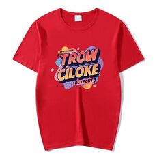 T-shirt a maniche corte in modal con scollo rotondo e stampa alfabeto arancione, stampa su richiesta, taglia: XXL (rosso)