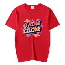 T-shirt a maniche corte in modal con scollo rotondo e stampa dell'alfabeto arancione, stampa su richiesta, taglia: XXXL (rosso)