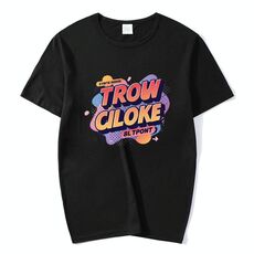 T-shirt a maniche corte in modal con scollo rotondo e stampa dell'alfabeto arancione, stampa su richiesta, taglia: XXXXL (nero)