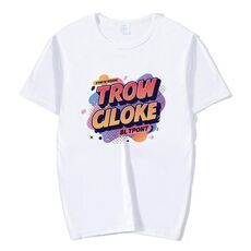T-shirt a maniche corte in modal con scollo rotondo e stampa dell'alfabeto arancione, stampa su richiesta, taglia: XXXXXL (bianco)