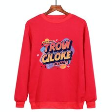 Felpa girocollo casual larga stampata con alfabeto arancione, stampa su richiesta, taglia: XS (rosso)