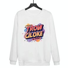 Felpa girocollo casual larga stampata con alfabeto arancione, stampa su richiesta, taglia: XXXL (bianco)
