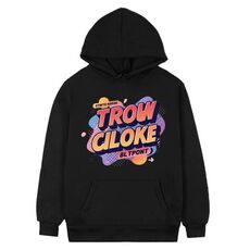 Felpa con cappuccio in pile con stampa alfabeto arancione, stampa su richiesta, taglia: XXXL (nero)
