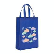 Borsa in tessuto non tessuto stampato con nuvole, stampa su richiesta, dimensioni: 35x25x10 cm (blu reale)