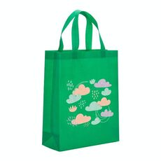 Borsa in tessuto non tessuto stampato con nuvole, stampa su richiesta, dimensioni: 35x25x10 cm (verde erba)