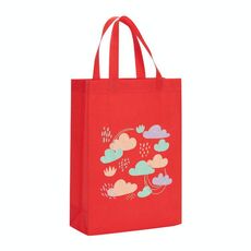 Borsa in tessuto non tessuto stampato con nuvole, stampa su richiesta, dimensioni: 35x25x10 cm (rosso)