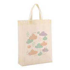 Borsa in tessuto non tessuto stampato con nuvole, stampa su richiesta, dimensioni: 35x25x10 cm (beige)